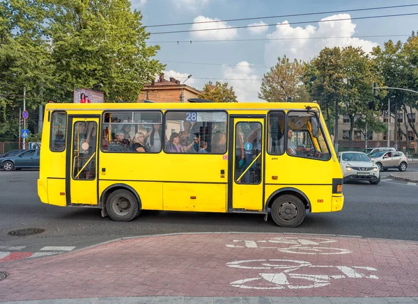 Львов Украина Сентября 2016 Года Львовский Общественный Транспорт Местный Автобус — стоковое фото