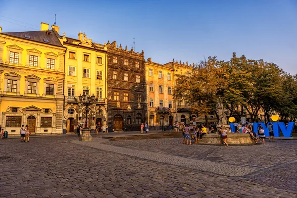 Lviv Ucrania Septiembre 2016 Ciudad Lviv Ciudad Vieja Lviv Con — Foto de Stock