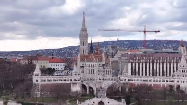 Matthias Church and Fisherman's Bastion in Budapest, Hungary. City Views Point.