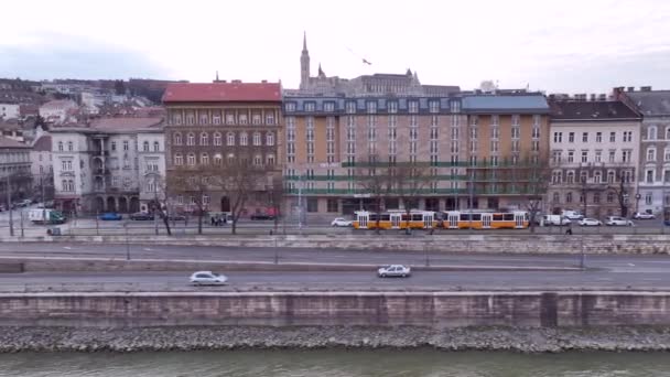 Żółty Tramwaj Budapeszt Węgry — Wideo stockowe