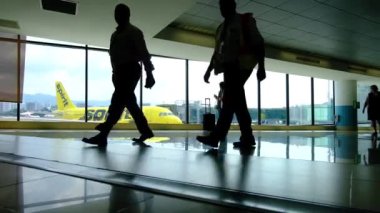 La Aurora Uluslararası Guatemala Havaalanı. Yolcularla birlikte kalkış alanı. 