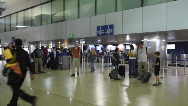 Aurora International Guatemala Airport Departure Area Passengers People — Stock Video