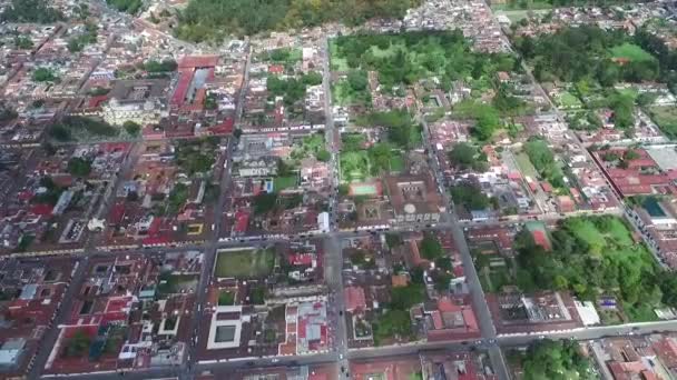 Miasto Antigua Gwatemali Piękne Stare Miasto Śródmieście Punkt Widzenia Drona — Wideo stockowe