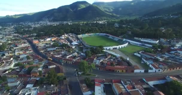 Football Soccer Stadium Antigua City Gwatemali Punkt Widzenia Drona Zwiedzanie — Wideo stockowe