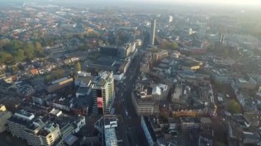 Eindhoven Şehri, Hollanda 'da. Drone bakış açısı. Şehir Merkezi