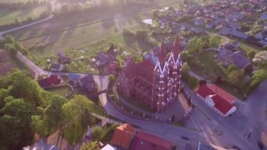 Litvanya 'daki Aziz Yakup Kilisesi Havari Sveksna. Drone Bakış Açısı