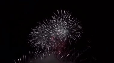 Gece havai fişekler. Karanlık Gök ve Renkli Patlama. Festival