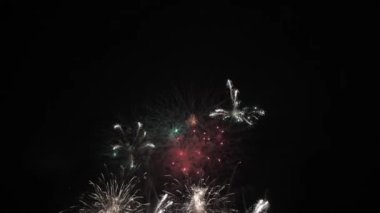 Gece havai fişekler. Karanlık Gök ve Renkli Patlama. Festival