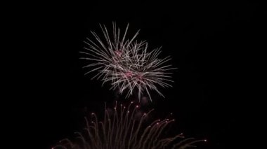 Gece havai fişekler. Karanlık Gök ve Renkli Patlama. Festival