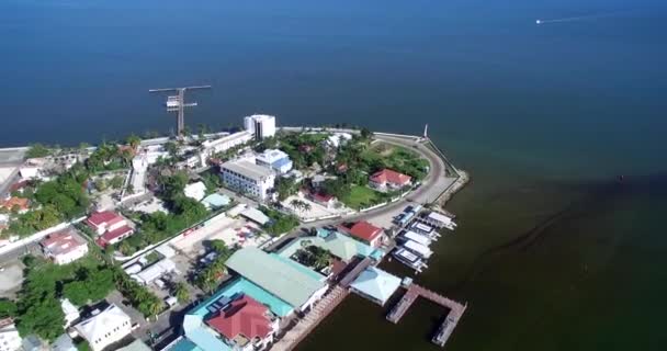 Belize City Downtown Karayip Ülkesi Drone Bakış Açısı Güzel Skyline — Stok video