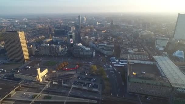 Eindhoven Cityscape Στην Ολλανδία Σημείο Θέασης Του Κηφήνα Πόλη Στο — Αρχείο Βίντεο