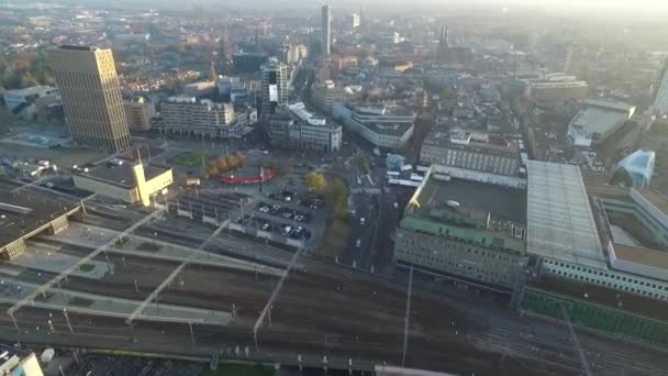 Eindhoven Cityscape Netherlands Drone Point View City Downtown — Stock Video