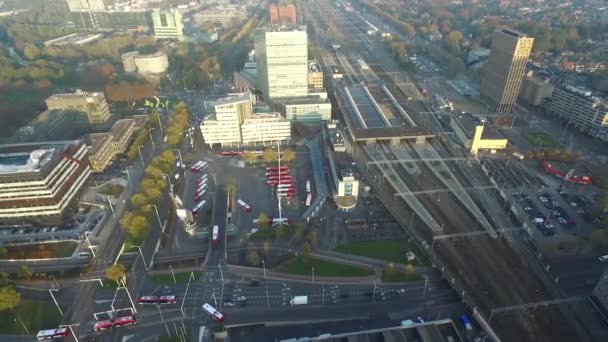 Eindhoven Cityscape Netherlands Drone Point View City Downtown — Stock Video