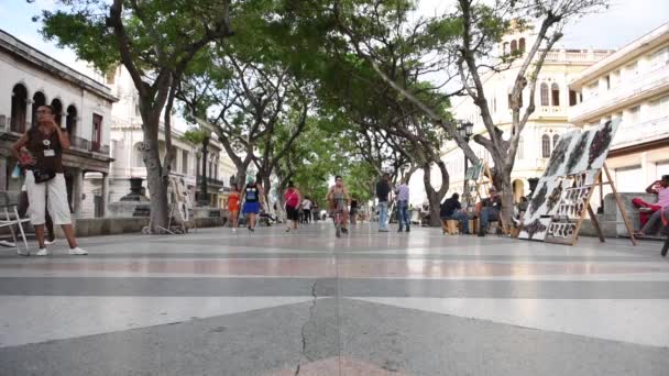 Havanna Belvárosa Óváros Emberek Sétálnak Kubában — Stock videók