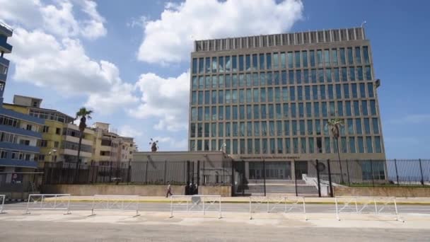Havana Küba Daki Abd Büyükelçiliği Mimari — Stok video