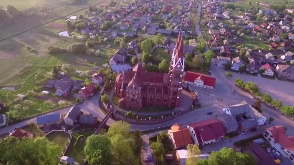 Iglesia Sveksna San Jacob Apóstol Lituania Punto Vista Del Dron — Vídeos de Stock
