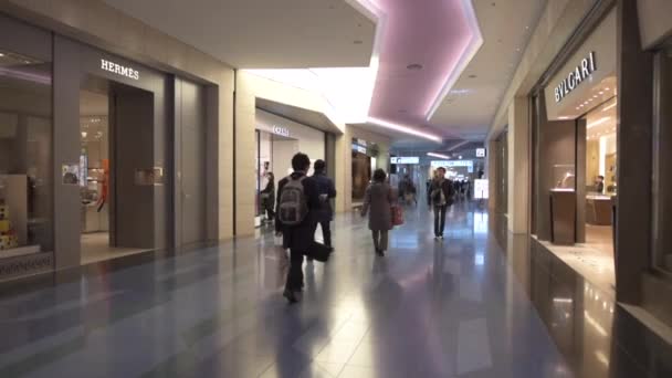Nemzetközi Haneda Repülőtér Tokióban Japánban Belsőépítészet Vámmentes Bolt Emberek Turisták — Stock videók