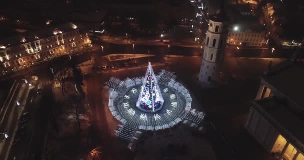 Vilnius Litvanya Daki Noel Ağacı Avrupa Nın Iyi Güzel Noel — Stok video