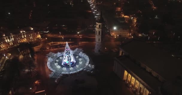 Vilnius Litvanya Daki Noel Ağacı Avrupa Nın Iyi Güzel Noel — Stok video