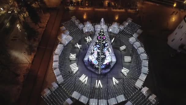 Новогодняя Елка Вильнюсе Литва Один Лучших Красивых Рождественских Городов Европе — стоковое видео