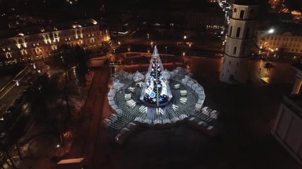 Karácsonyfa Vilniusban Litvániában Egyik Legjobb Legszebb Karácsonyi Város Európában Vilnius — Stock videók