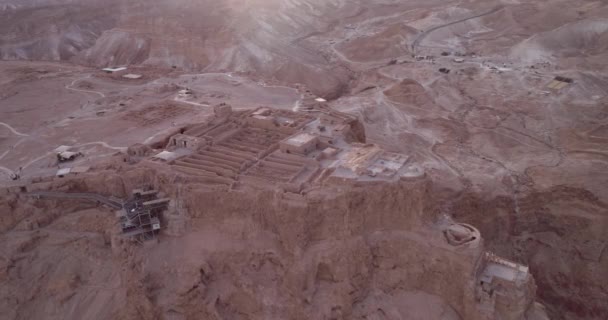Masada Srail Güney Bölgesindeki Antik Istihkam Srail Ölü Deniz Bölgesi — Stok video
