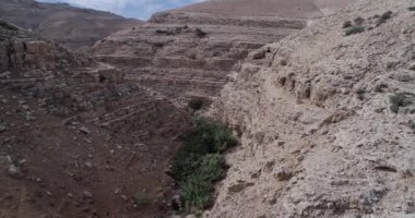 Prat River in Israel. Wadi Qelt valley in the West Bank, originating near Jerusalem and running into the Jordan River near Jericho and the Dead Sea. Nahal Prat, in Judaean Desert.