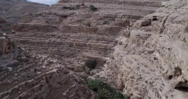 Prat River in Israel. Wadi Qelt valley in the West Bank, originating near Jerusalem and running into the Jordan River near Jericho and the Dead Sea. Nahal Prat, in Judaean Desert.