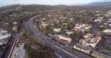 Kaliforniya 'da Santa Barbara City manzarası. ABD. Günaydın, Günbatımı Saati. İHA