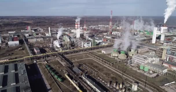 Chemie Factory Litvě Achema Jonava City Clear Blue Sky Kouřové — Stock video