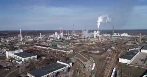 Chemie Factory Lithaunii Achema Jonava City Clear Blue Sky Kouřové — Stock video