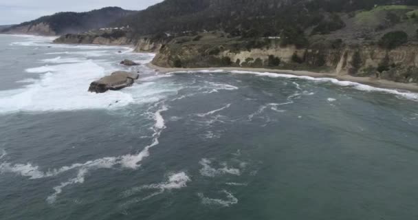 Greyhound Rock Country Park Kalifornien Och Stilla Oceanen Vågor Drönare — Stockvideo