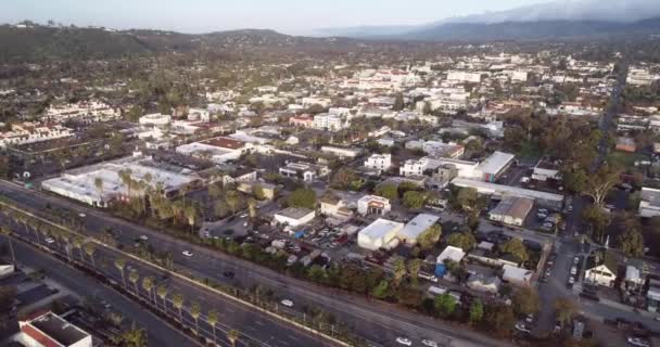 Santa Barbara Stadtbild Kalifornien Usa Morgen Sonnenuntergang Drohne — Stockvideo