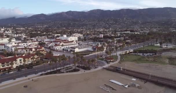 Santa Barbara Cityscape Сша Ранок Час Заходу Сонця Дрон — стокове відео
