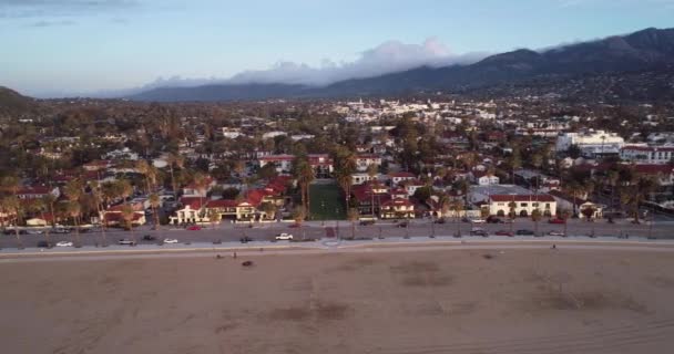 Santa Barbara Cityscape Kaliforniában Egyesült Államok Reggelt Naplemente Drón — Stock videók