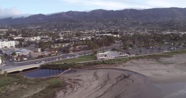 Santa Barbara Cityscape Сша Ранок Час Заходу Сонця Дрон — стокове відео
