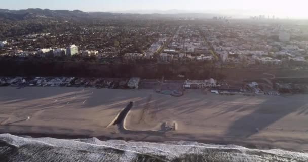 Время Восхода Солнца Санта Монике Лос Анджелес Калифорния Сша Пляж — стоковое видео
