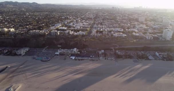 Sunrise Time Santa Monica Los Angeles California Usa Beach Background — Stock Video