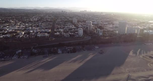 Hora Del Amanecer Santa Mónica Los Ángeles California Playa Fondo — Vídeos de Stock