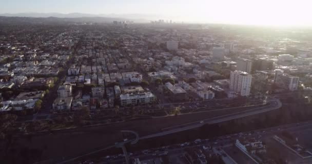 Zonsopgang Santa Monica Los Angeles Californië Usa Strand Achtergrond — Stockvideo