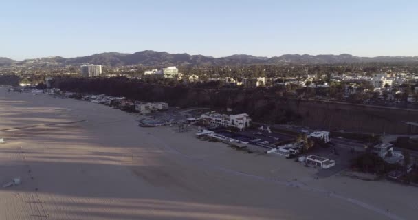 Hora Del Amanecer Santa Mónica Los Ángeles California Drone — Vídeos de Stock