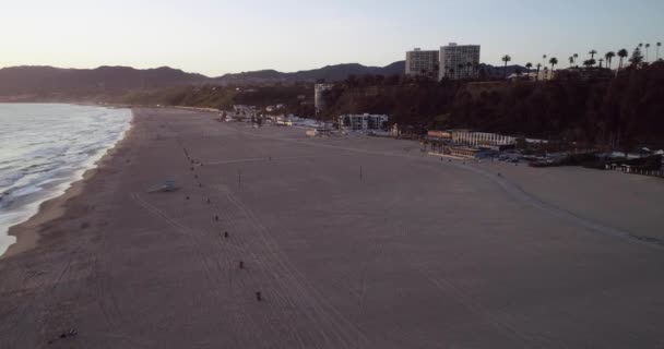 Sunset Time Santa Monica Los Angeles California Usa Drone — Stock Video