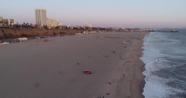 Hora Pôr Sol Santa Monica Los Angeles Califórnia Eua Drone — Vídeo de Stock