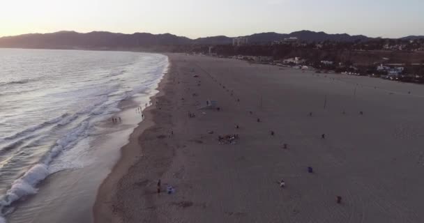 Захід Сонця Санта Моніці Лос Анджелес Штат Каліфорнія Сша Дрон — стокове відео