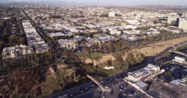 Santa Monica, Los Angeles, Kaliforniya 'da günbatımı. İHA