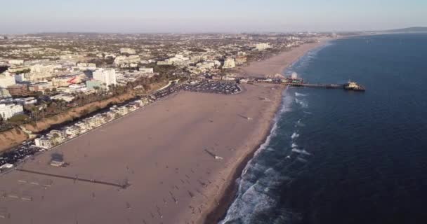 Sonnenuntergang Santa Monica Los Angeles Kalifornien Drohne — Stockvideo