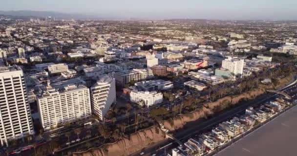 Sunset Santa Monica Los Angeles California Drone — Stock Video