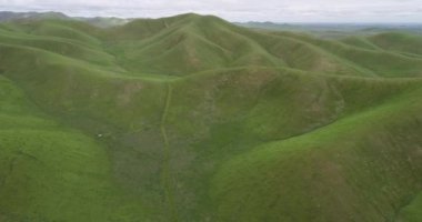 Yukarı Cottonwood Creek Vahşi Yaşam Alanı Güzel Doğa ve Peyzaj. Bulutlu Gökyüzü ile Yeşil Alan. İHA