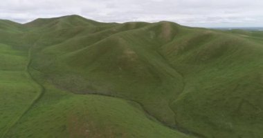 Yukarı Cottonwood Creek Vahşi Yaşam Alanı Güzel Doğa ve Peyzaj. Bulutlu Gökyüzü ile Yeşil Alan. İHA