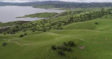 Yukarı Cottonwood Creek Vahşi Yaşam Bölgesi. Los Banos yakınlarında San Luis Barajı 'nda. Kaliforniya mı? ABD. Arka plandaki dağlar. İHA